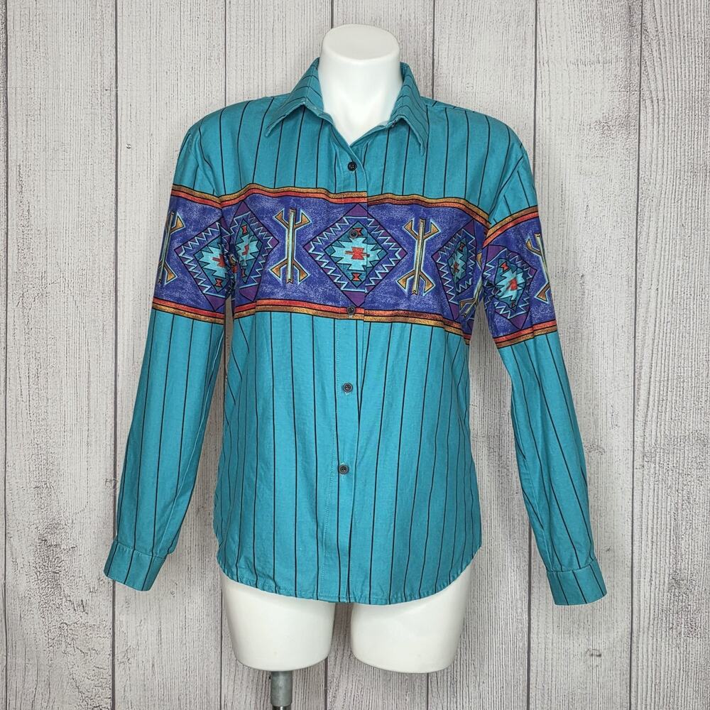Vintage Roper Southwestern Aztec Western Button Up Shirt USA, sz Medium